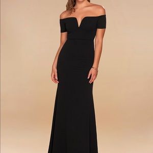 Lulus Lynne Black Off-the-Shoulder Maxi Dress